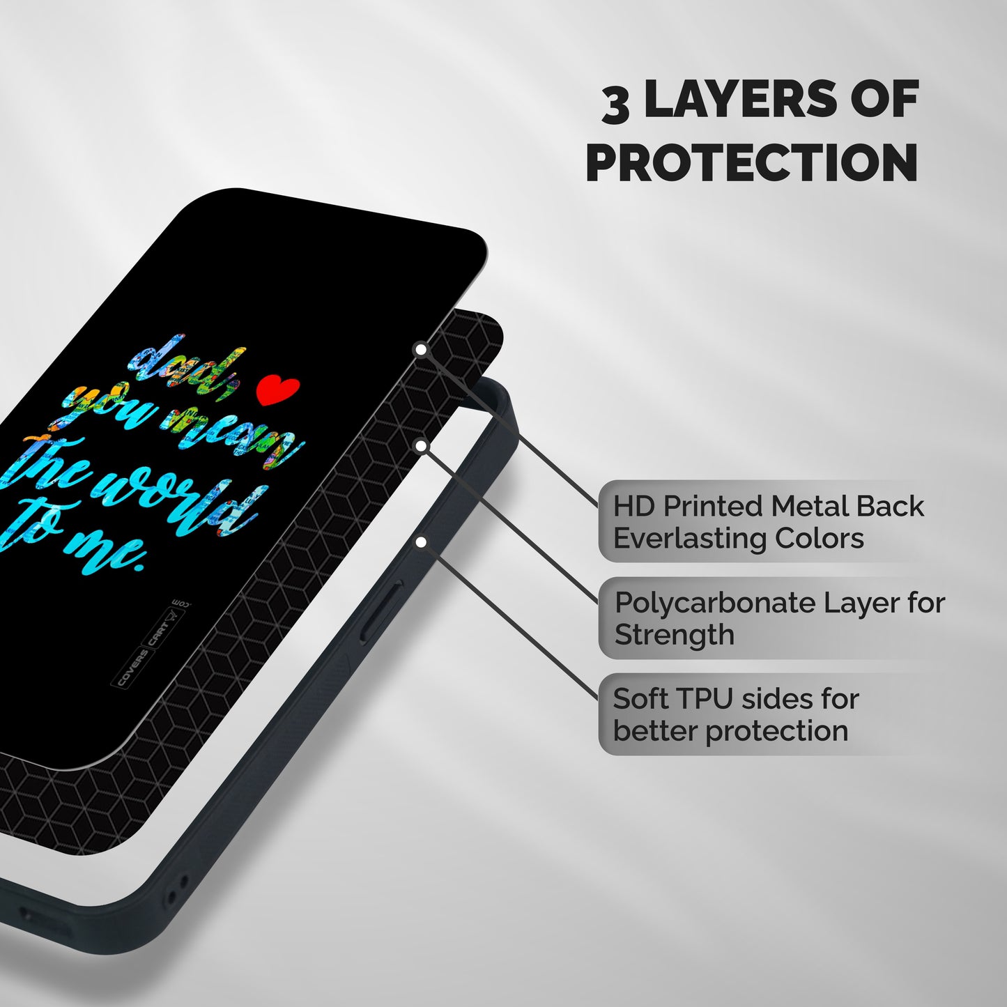 Dad You Mean World to Me Shockproof Hybrid Protection (Metal + TPU) Back Case Cover
