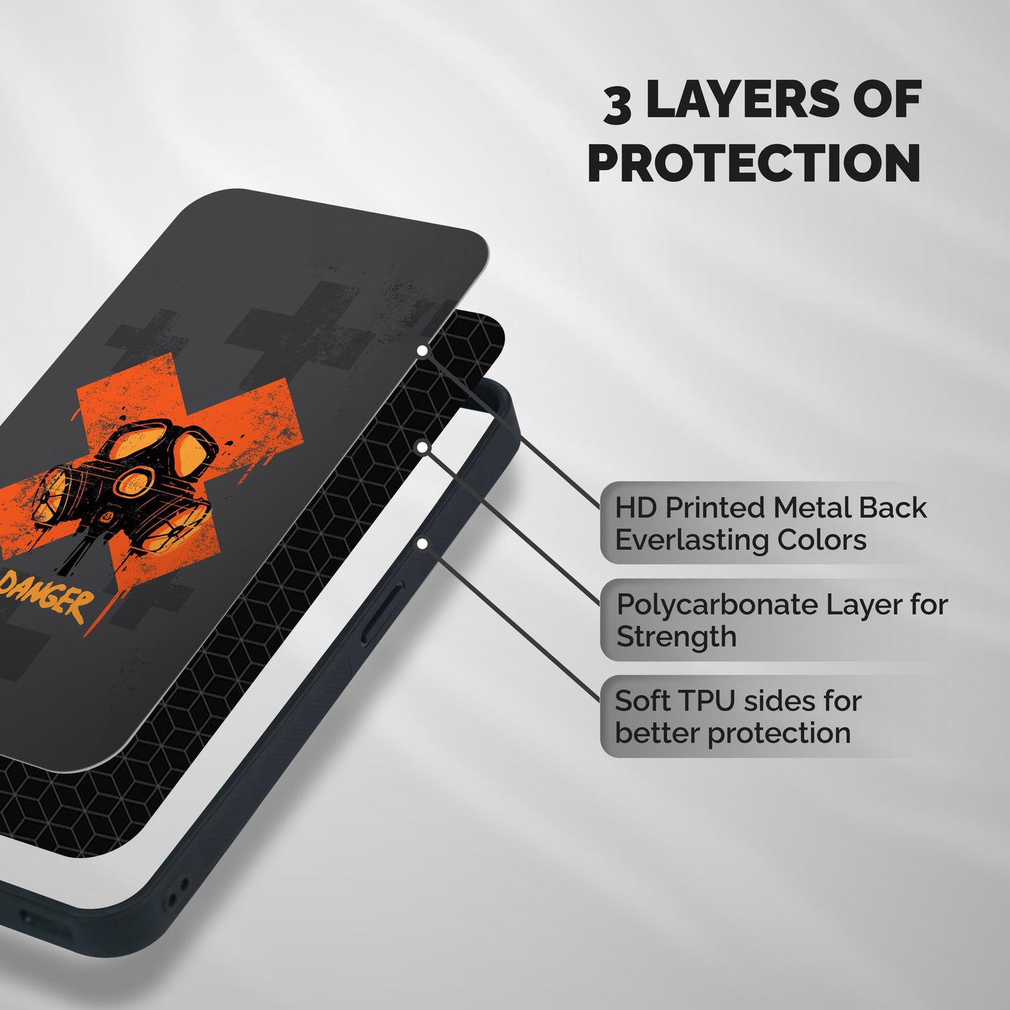 Danger Mask Shockproof Hybrid Protection (Metal + TPU) Back Case Cover