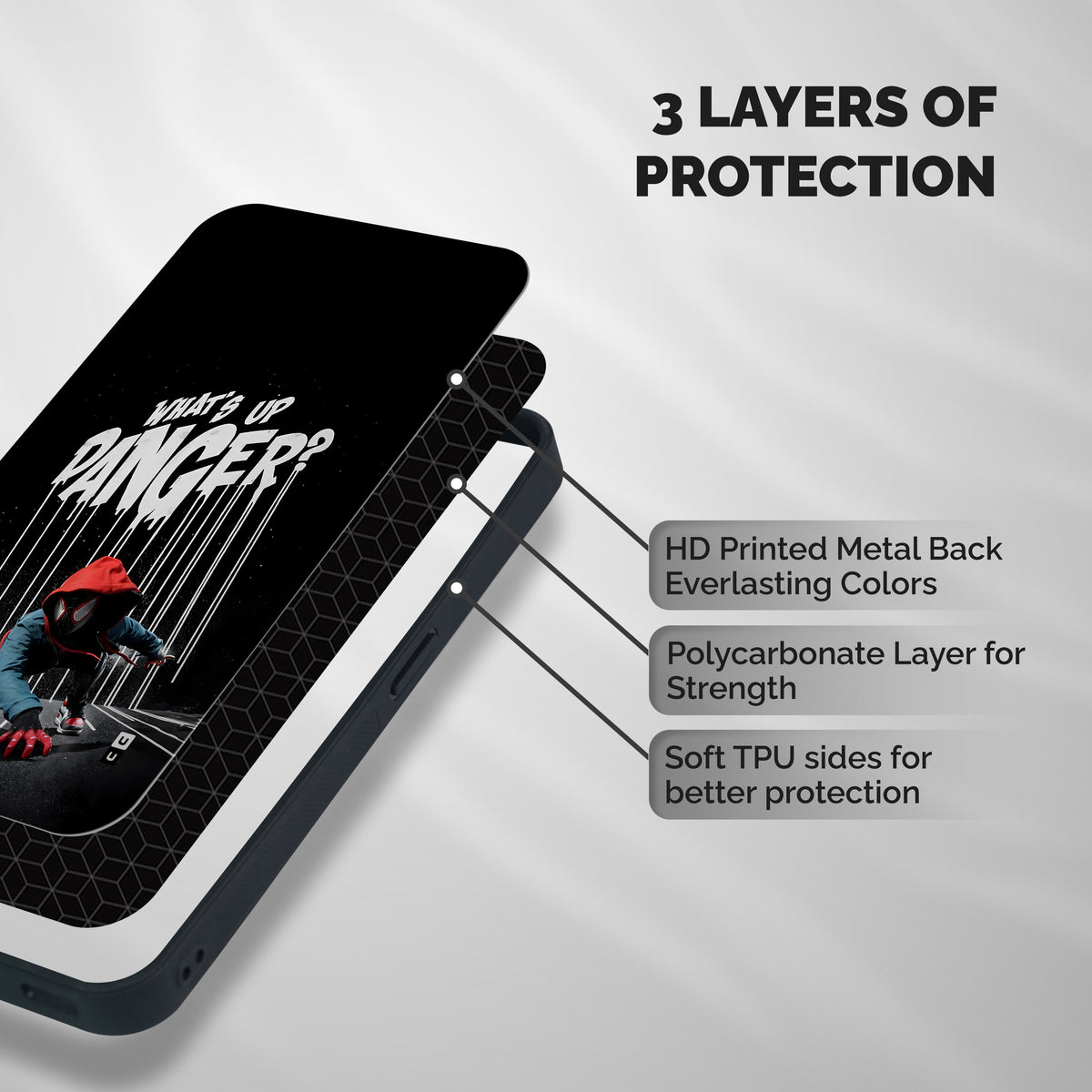 Danger Up Shockproof Hybrid Protection (Metal + TPU) Back Case Cover