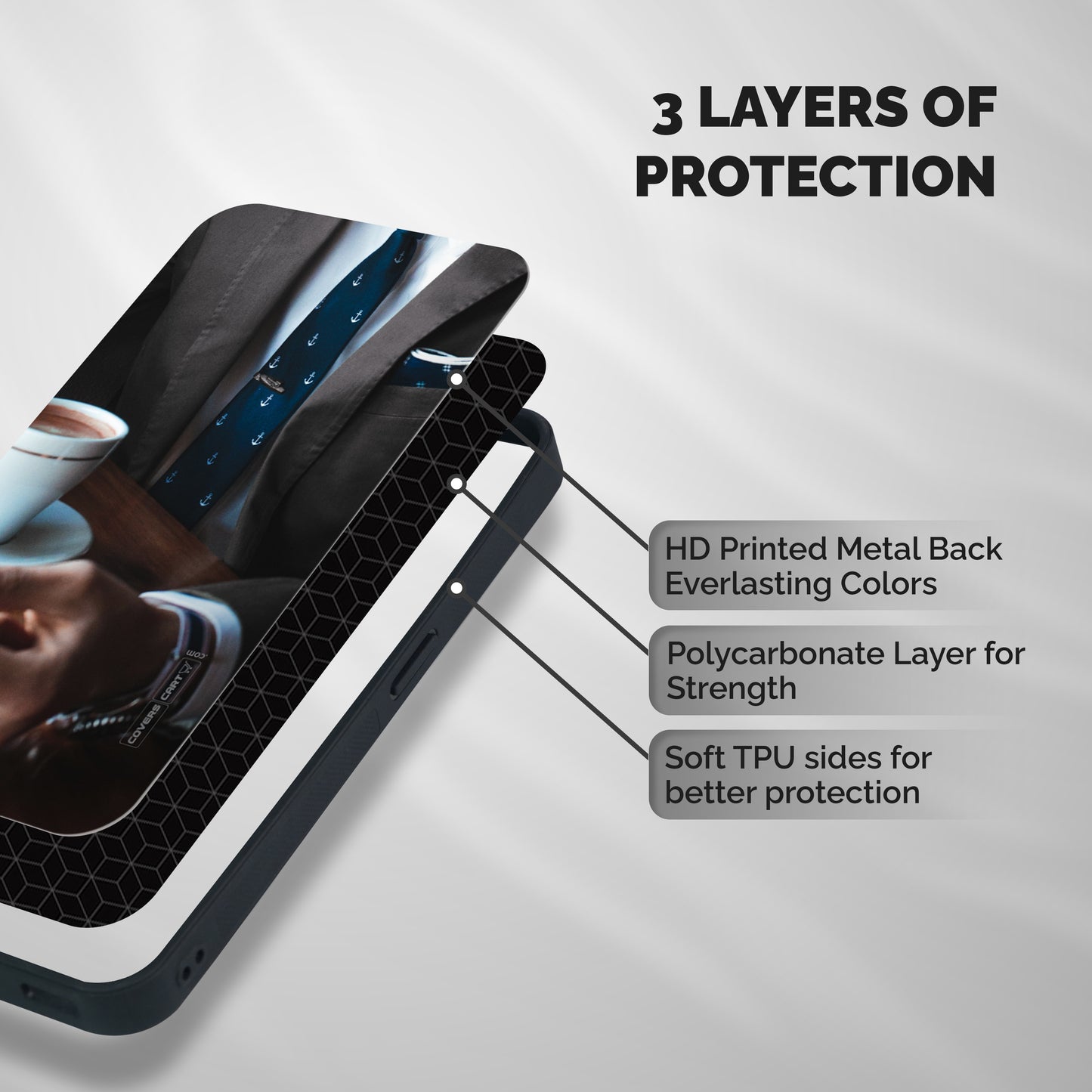 Dapper Suit Shockproof Hybrid Protection (Metal + TPU) Back Case Cover