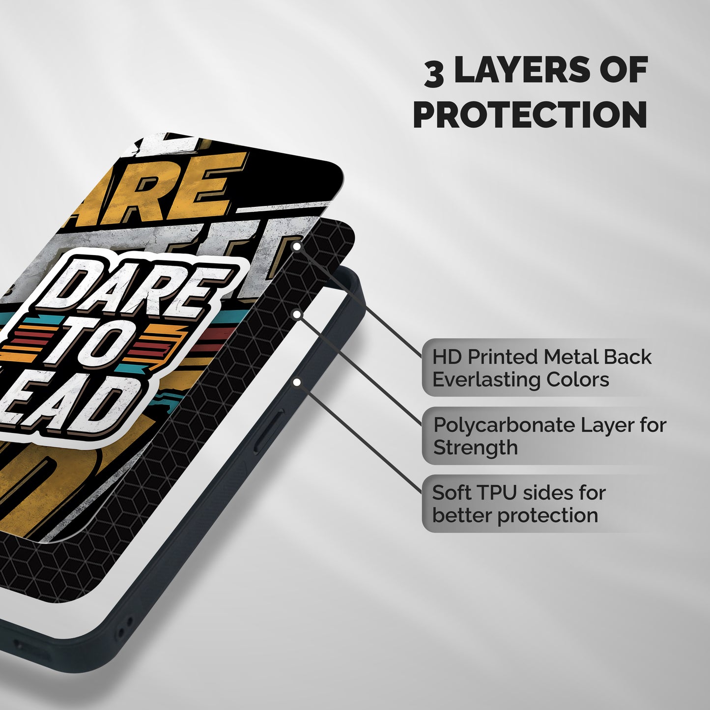 Dare To Lead Shockproof Hybrid Protection (Metal + TPU) Back Case Cover