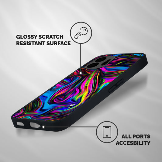 Dark Colorful Oil Abstract Shockproof Hybrid Protection (Metal + TPU) Back Case Cover