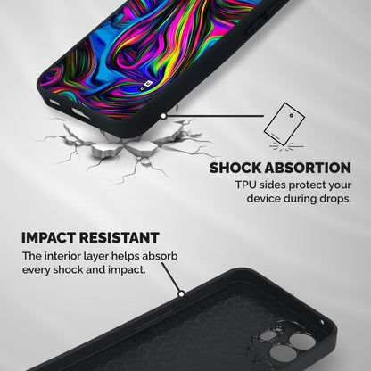 Dark Colorful Oil Abstract Shockproof Hybrid Protection (Metal + TPU) Back Case Cover