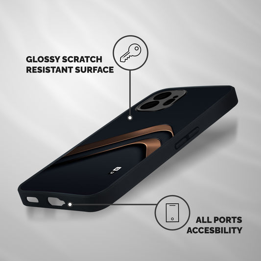 Dark Gold Stripes Shockproof Hybrid Protection (Metal + TPU) Back Case Cover