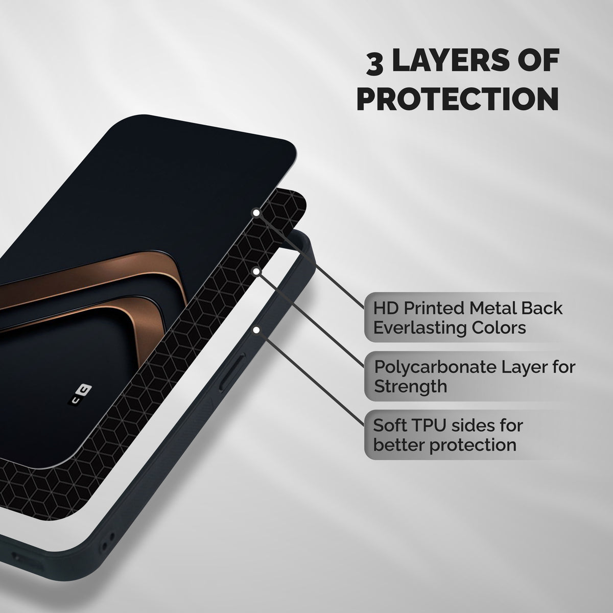 Dark Gold Stripes Shockproof Hybrid Protection (Metal + TPU) Back Case Cover