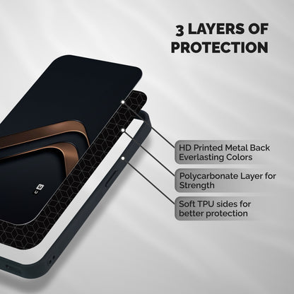 Dark Gold Stripes Shockproof Hybrid Protection (Metal + TPU) Back Case Cover
