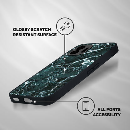 Dark Green Marble Shockproof Hybrid Protection (Metal + TPU) Back Case Cover