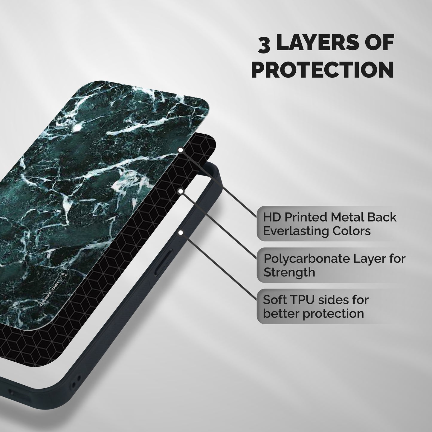 Dark Green Marble Shockproof Hybrid Protection (Metal + TPU) Back Case Cover