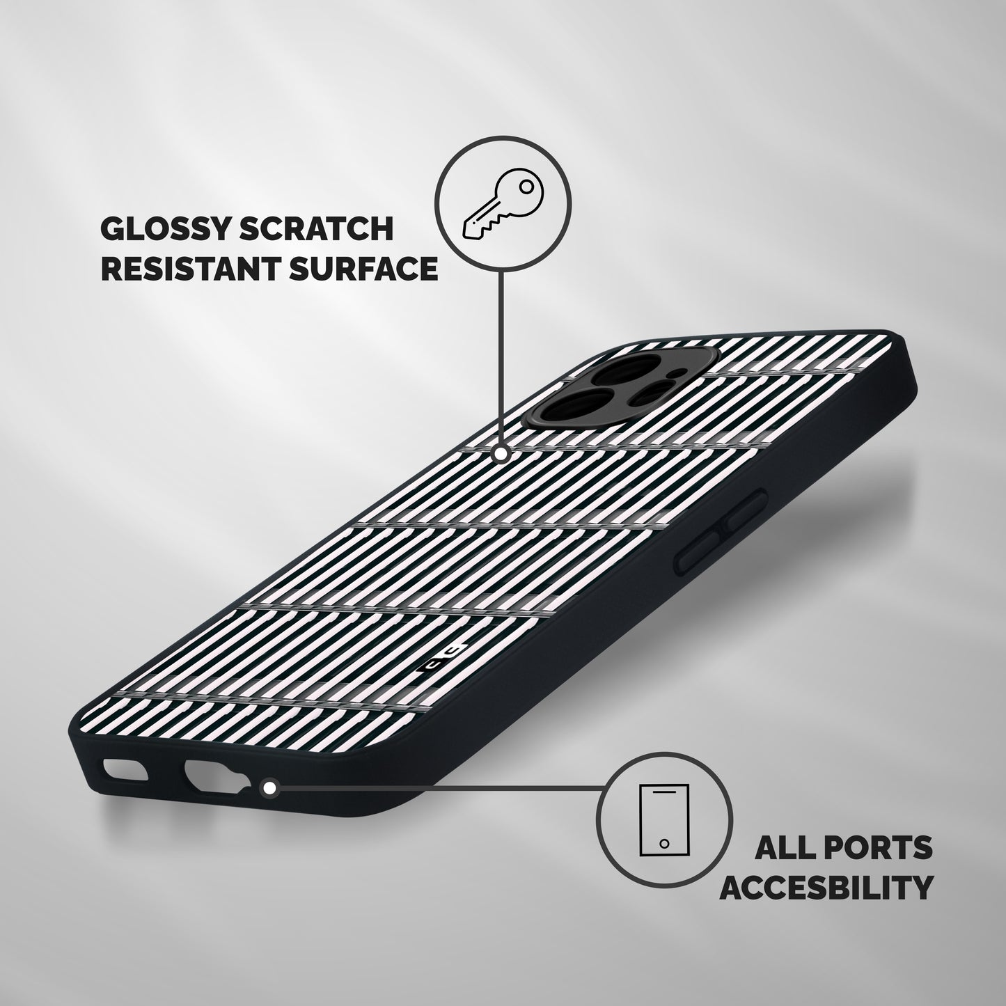 Dark Lines Pattern Shockproof Hybrid Protection (Metal + TPU) Back Case Cover