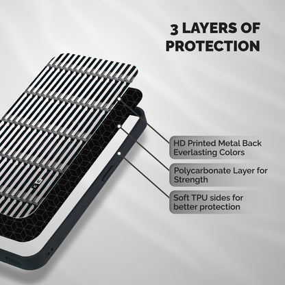 Dark Lines Pattern Shockproof Hybrid Protection (Metal + TPU) Back Case Cover