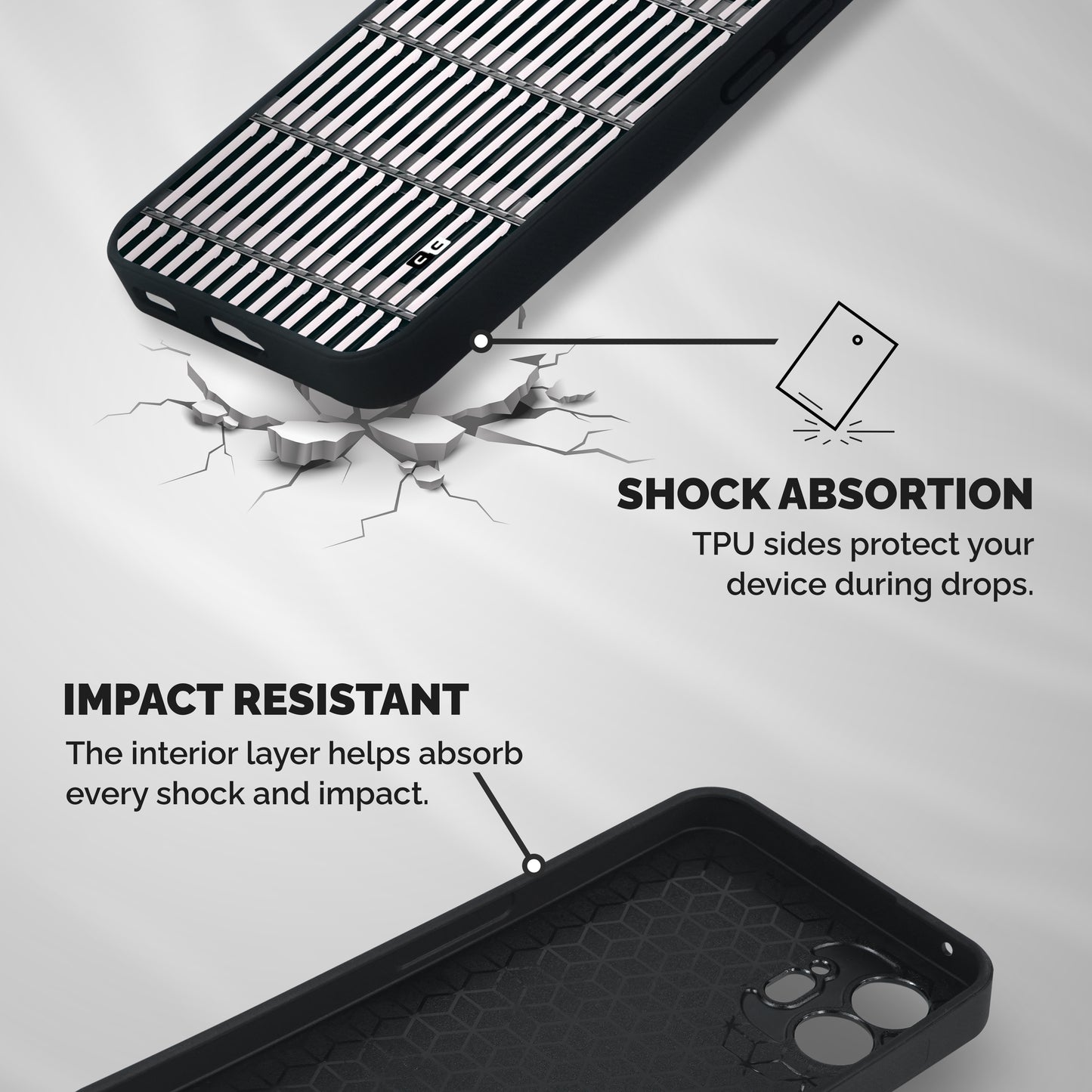 Dark Lines Pattern Shockproof Hybrid Protection (Metal + TPU) Back Case Cover