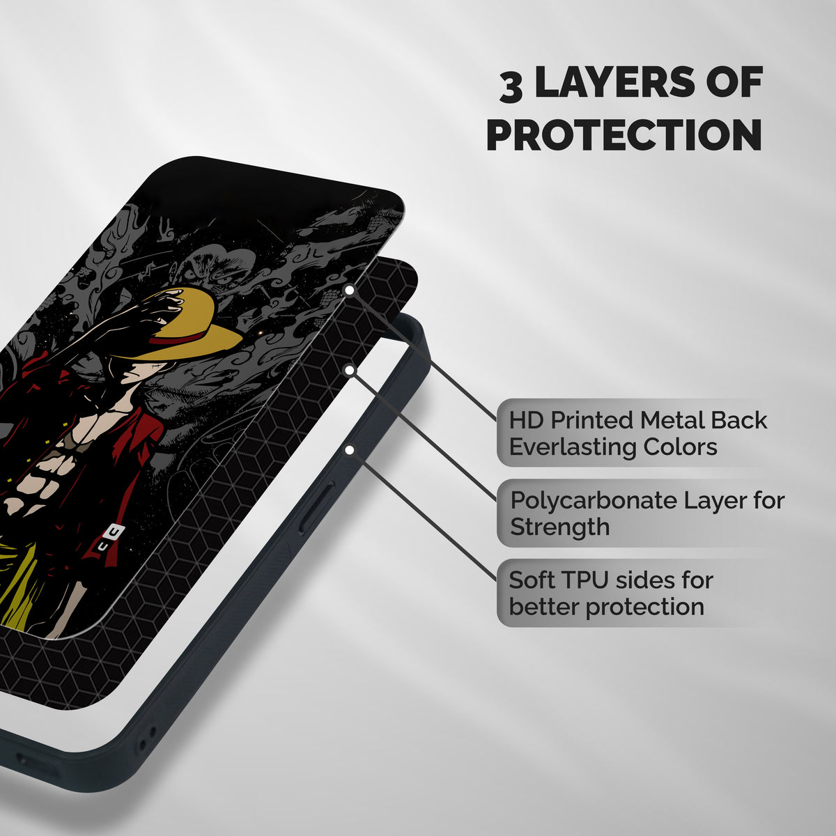 Dark Luffy Art Shockproof Hybrid Protection (Metal + TPU) Back Case Cover