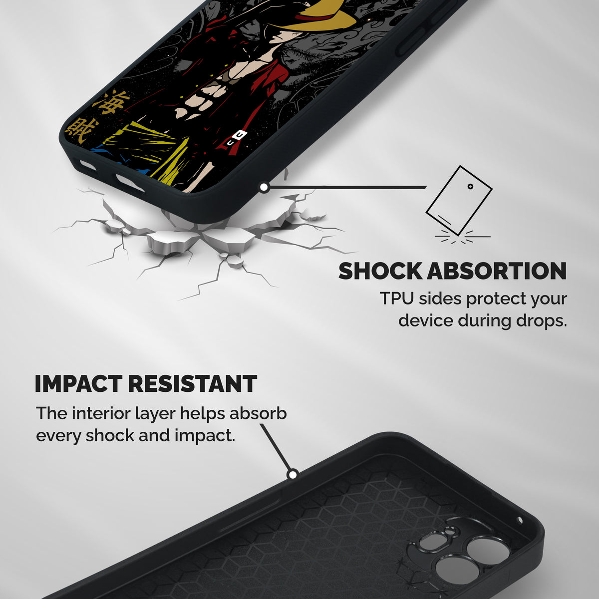 Dark Luffy Art Shockproof Hybrid Protection (Metal + TPU) Back Case Cover