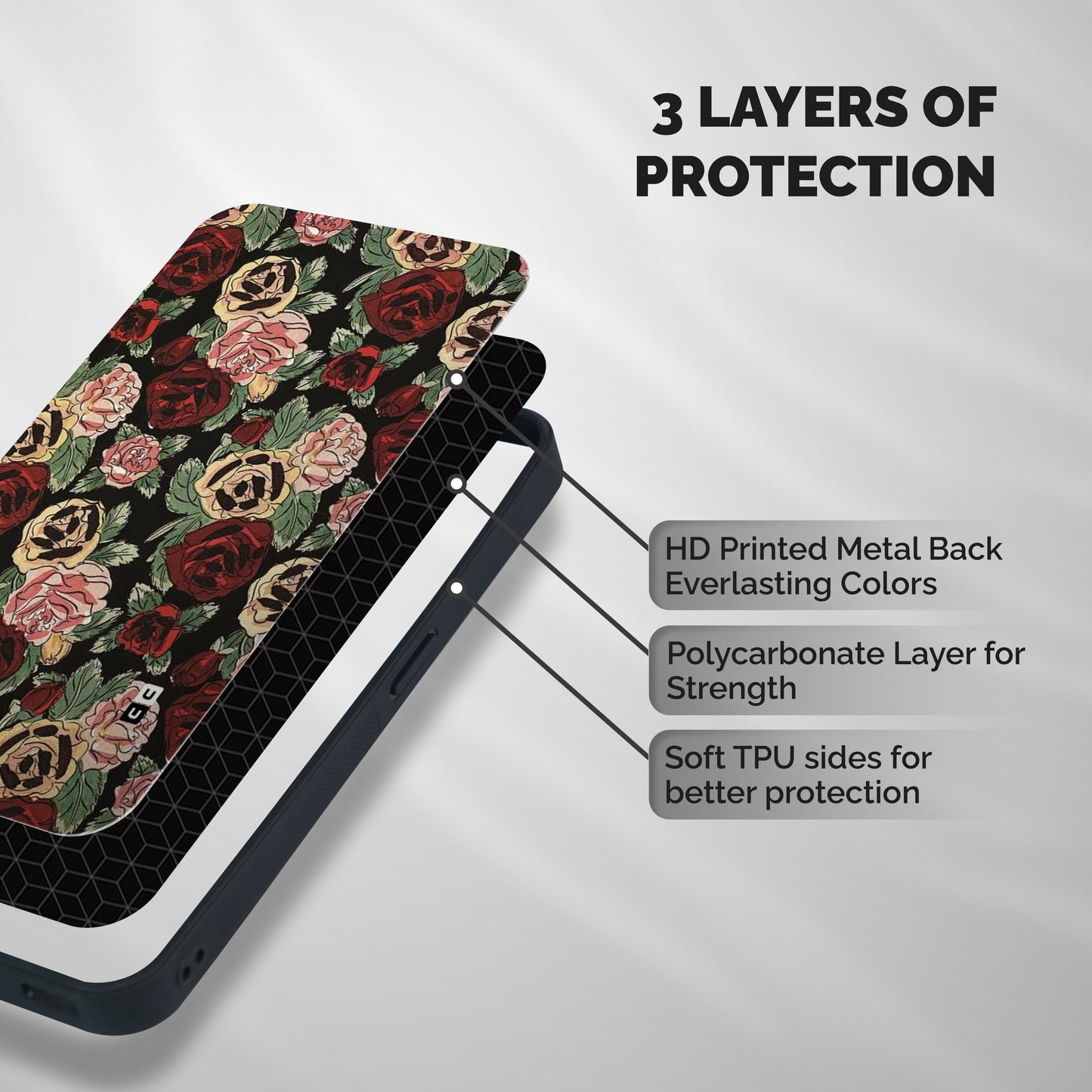 Dark Pastel Flowers Shockproof Hybrid Protection (Metal + TPU) Back Case Cover