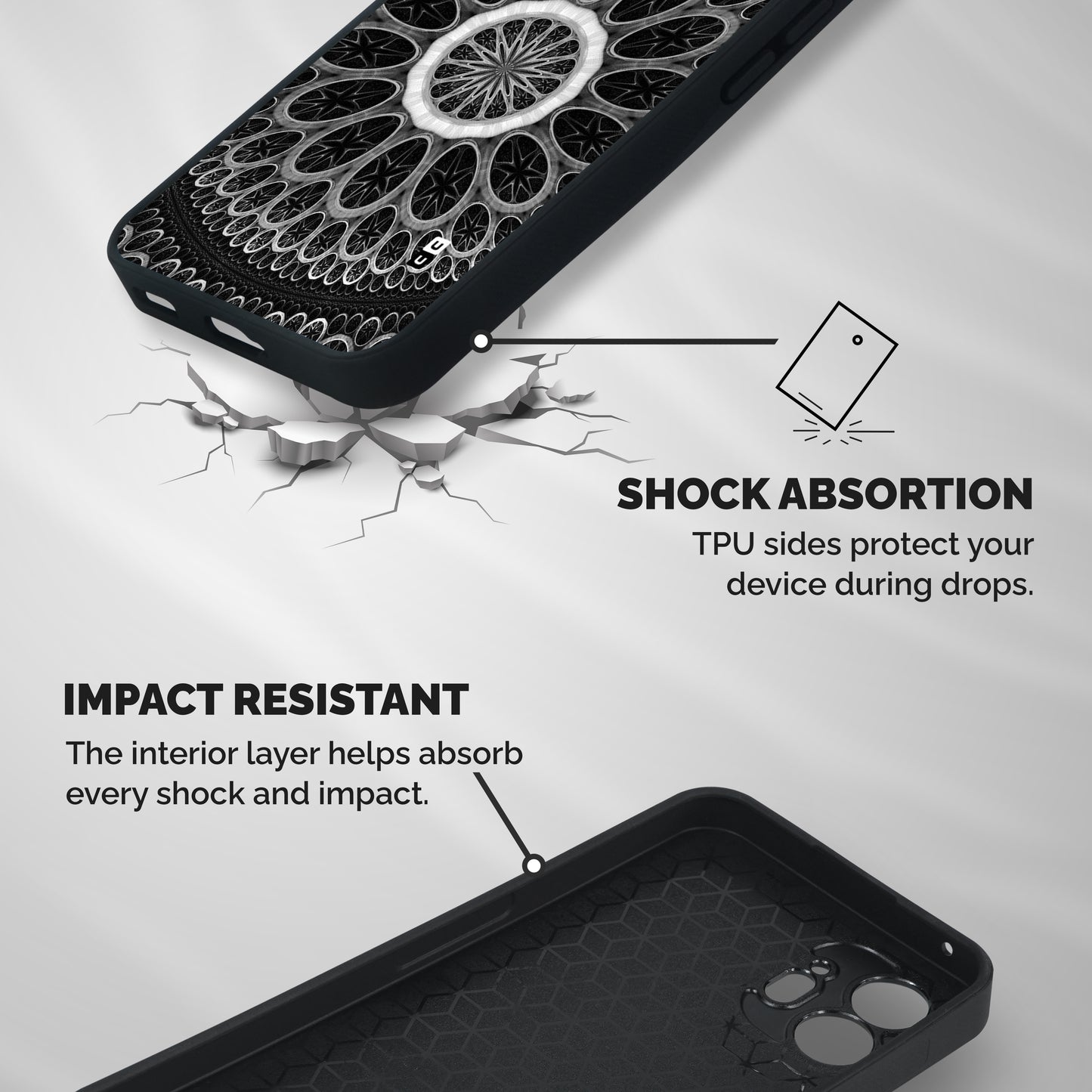 Dark Pattern Art Shockproof Hybrid Protection (Metal + TPU) Back Case Cover