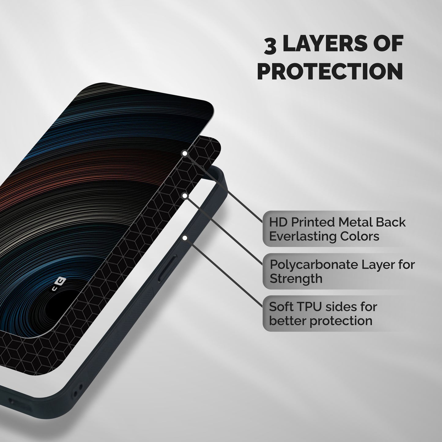 Dark Shade Swirls Shockproof Hybrid Protection (Metal + TPU) Back Case Cover