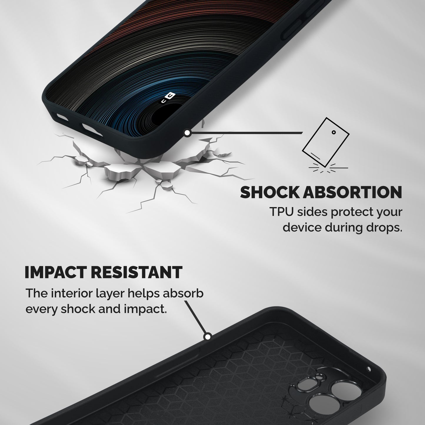 Dark Shade Swirls Shockproof Hybrid Protection (Metal + TPU) Back Case Cover