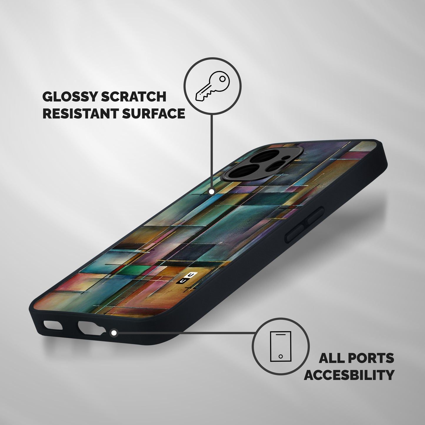 Dark Square Shapes Shockproof Hybrid Protection (Metal + TPU) Back Case Cover