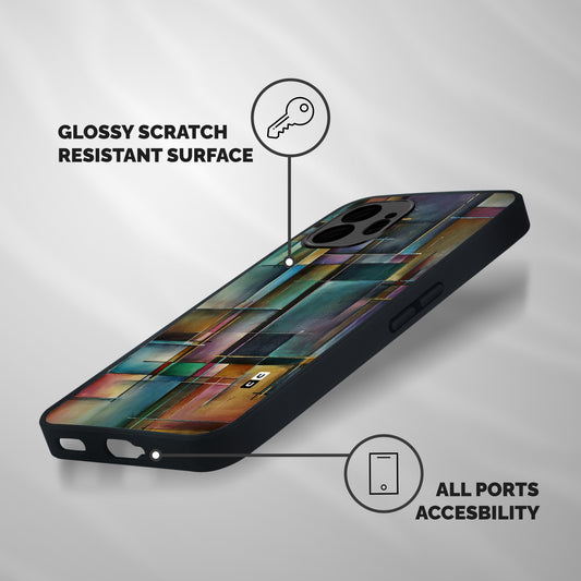 Dark Square Shapes Shockproof Hybrid Protection (Metal + TPU) Back Case Cover