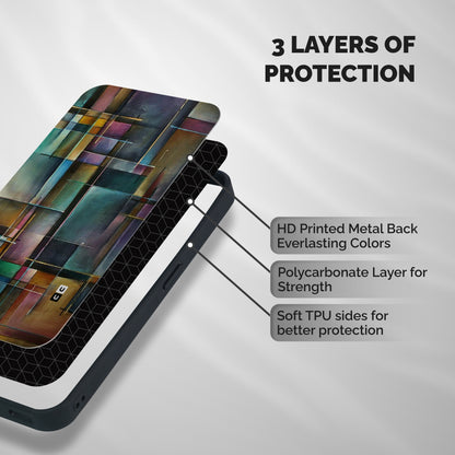 Dark Square Shapes Shockproof Hybrid Protection (Metal + TPU) Back Case Cover