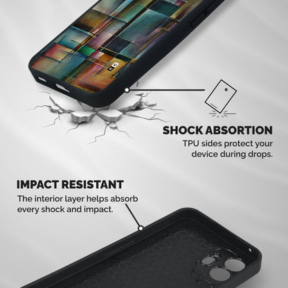 Dark Square Shapes Shockproof Hybrid Protection (Metal + TPU) Back Case Cover