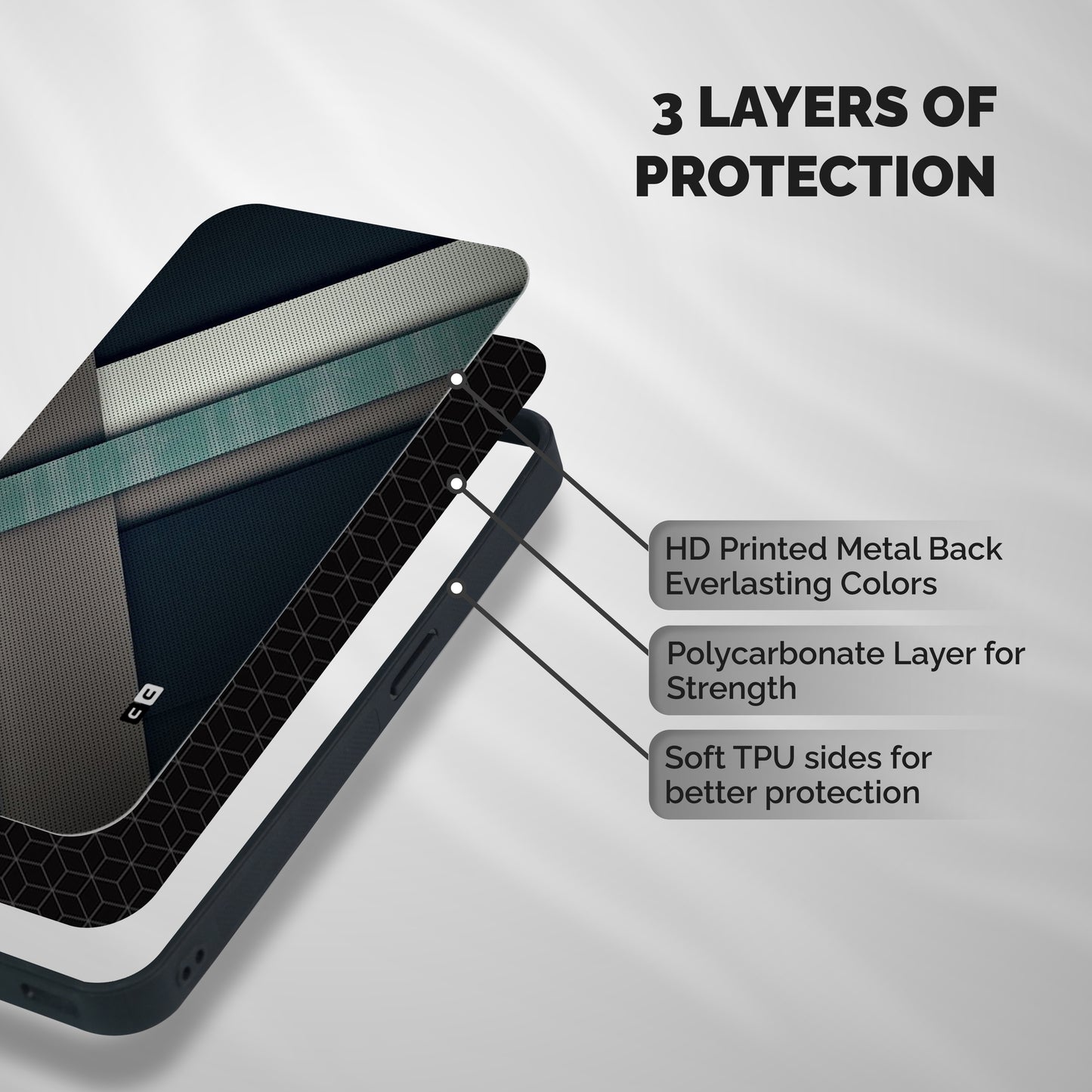 Dark Stripes Shockproof Hybrid Protection (Metal + TPU) Back Case Cover