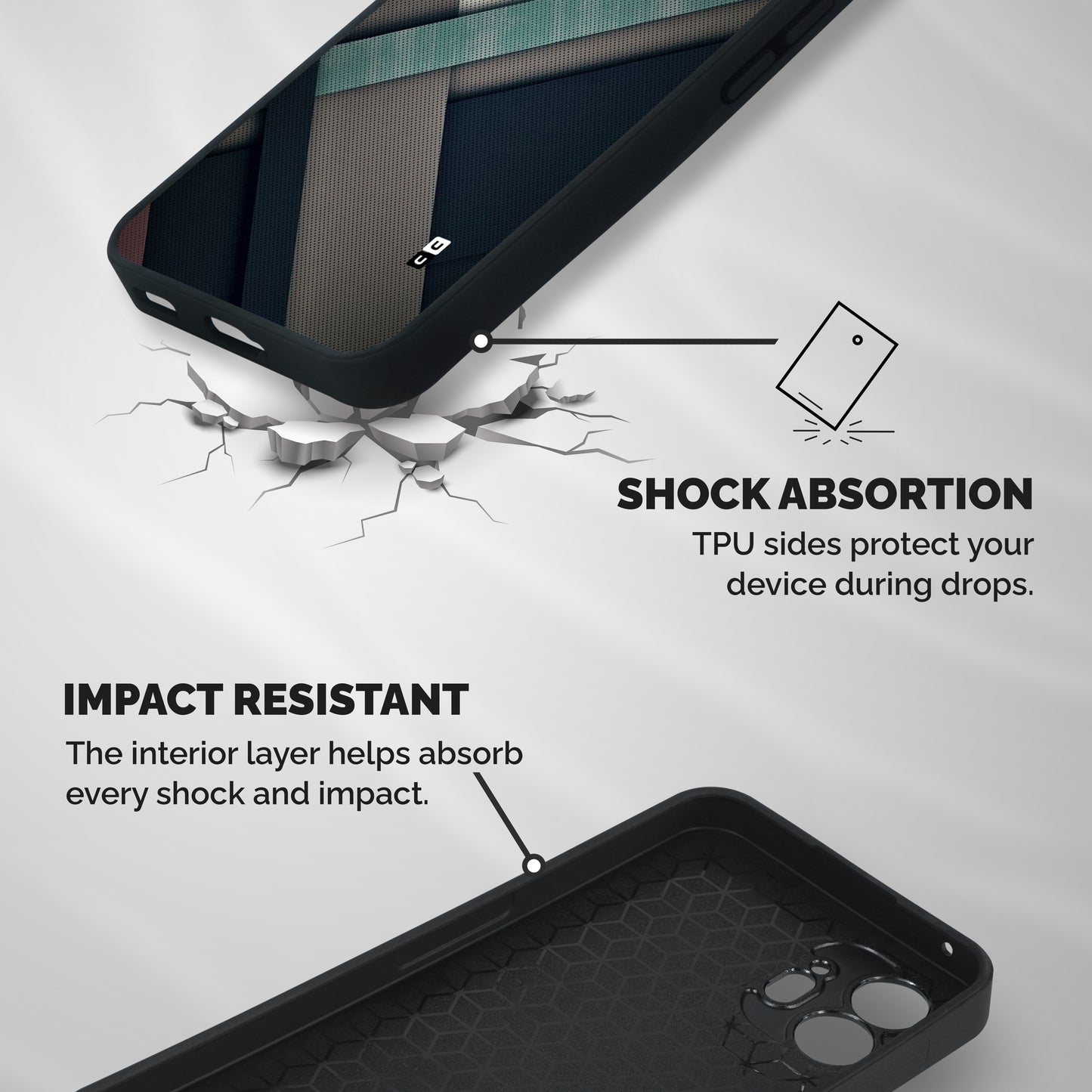 Dark Stripes Shockproof Hybrid Protection (Metal + TPU) Back Case Cover