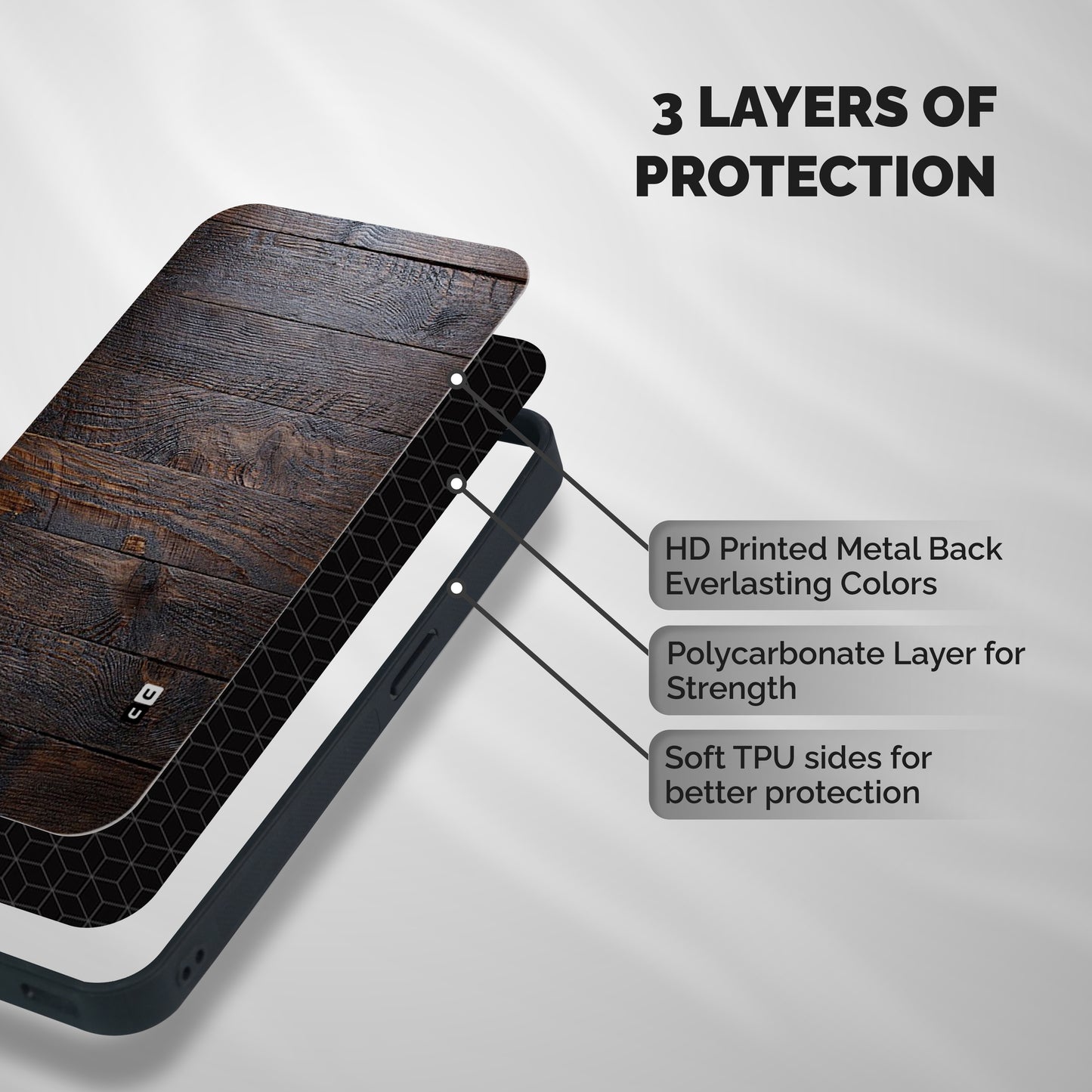 Dark Wood Printed Shockproof Hybrid Protection (Metal + TPU) Back Case Cover