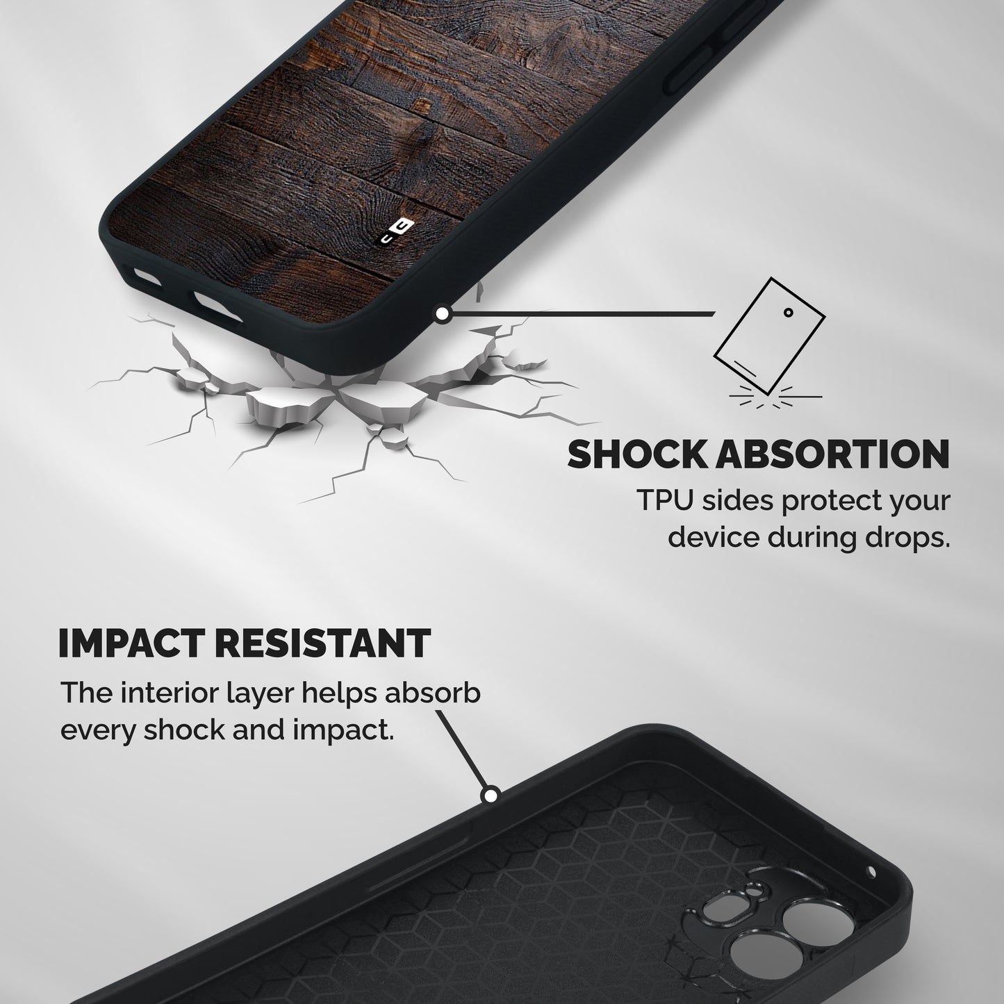 Dark Wood Printed Shockproof Hybrid Protection (Metal + TPU) Back Case Cover