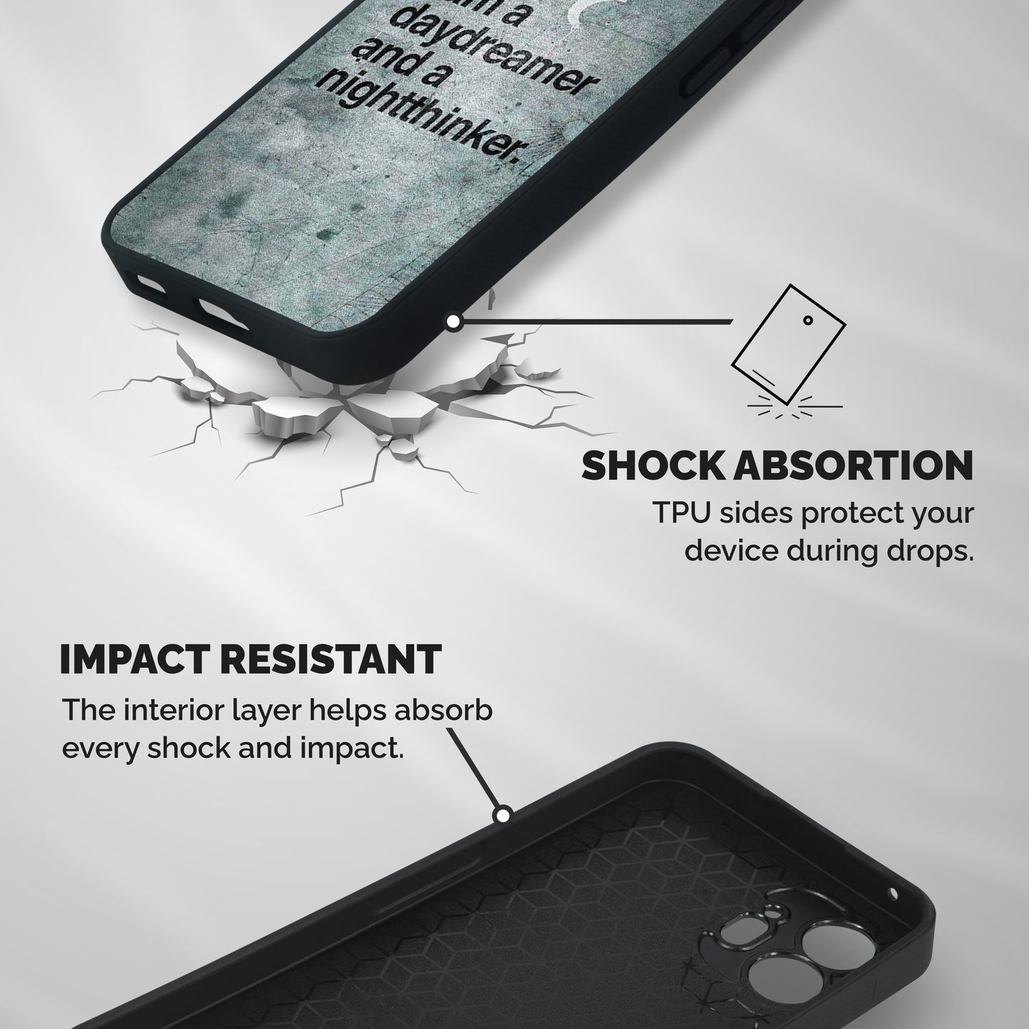 Day Dreamer Night Thinker Shockproof Hybrid Protection (Metal + TPU) Back Case Cover