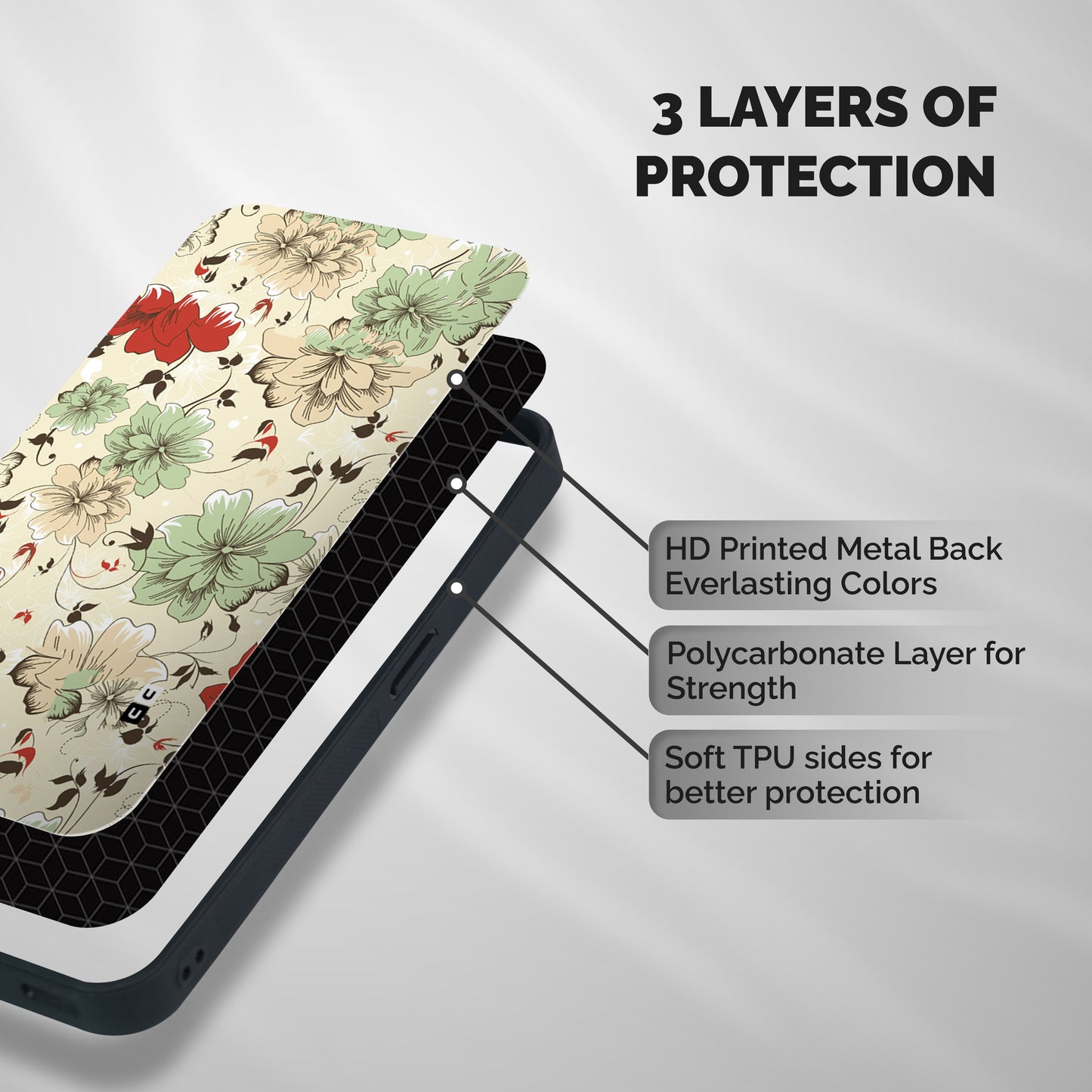 Decent Design Shockproof Hybrid Protection (Metal + TPU) Back Case Cover