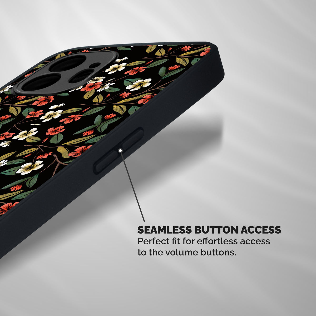 Decorative Florals Pattern Shockproof Hybrid Protection (Metal + TPU) Back Case Cover
