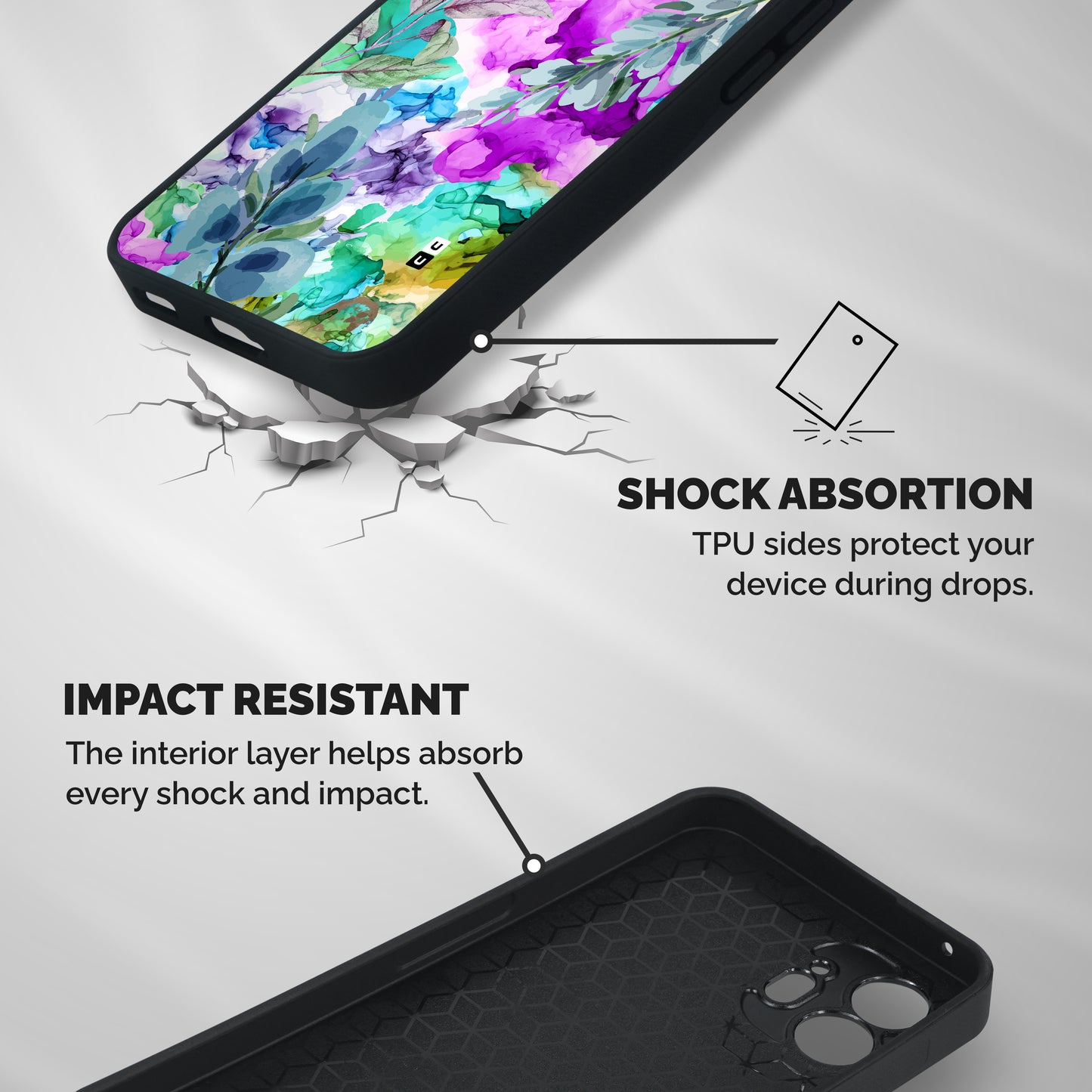Decorative Florals Printed Shockproof Hybrid Protection (Metal + TPU) Back Case Cover