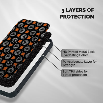 Decorative Wrapping Pattern Shockproof Hybrid Protection (Metal + TPU) Back Case Cover