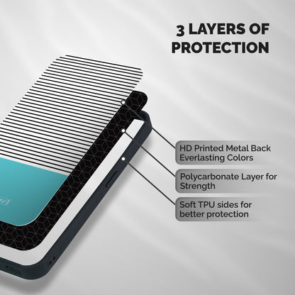 Deep Sky Blue Stripes Shockproof Hybrid Protection (Metal + TPU) Back Case Cover
