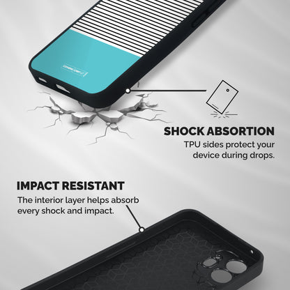 Deep Sky Blue Stripes Shockproof Hybrid Protection (Metal + TPU) Back Case Cover