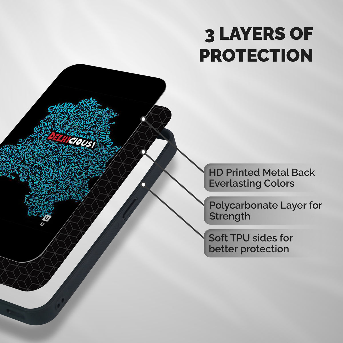 Delhicious Shockproof Hybrid Protection (Metal + TPU) Back Case Cover