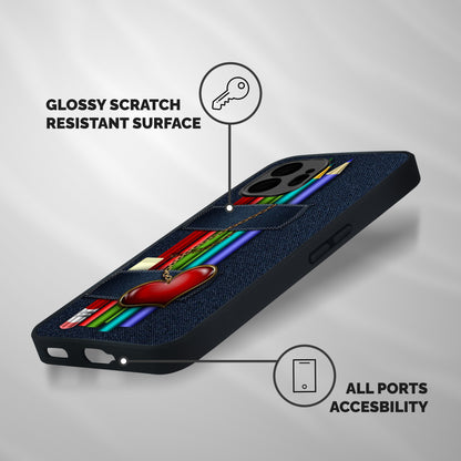 Denim Colorful Pencils Shockproof Hybrid Protection (Metal + TPU) Back Case Cover
