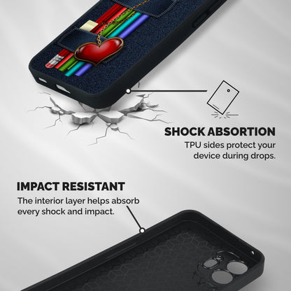 Denim Colorful Pencils Shockproof Hybrid Protection (Metal + TPU) Back Case Cover