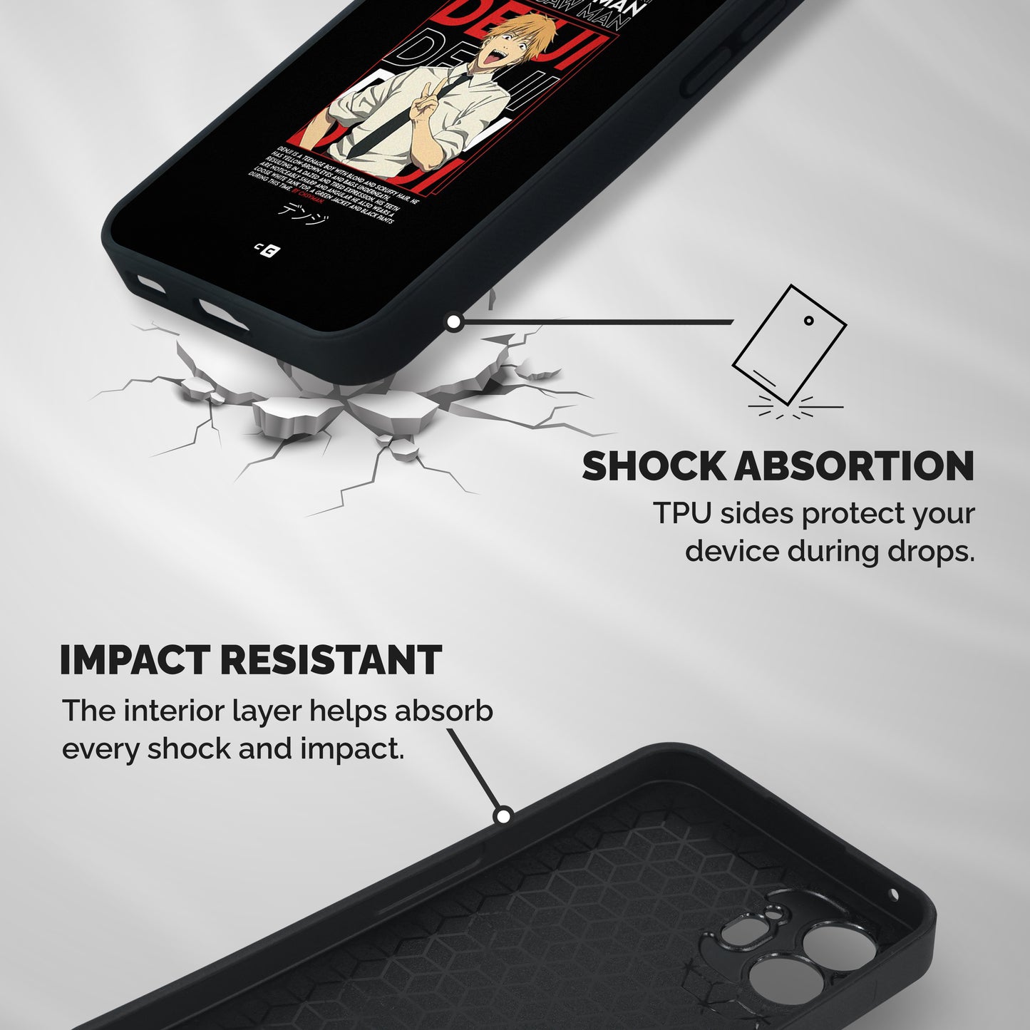 Denji Chainsaw Man Shockproof Hybrid Protection (Metal + TPU) Back Case Cover