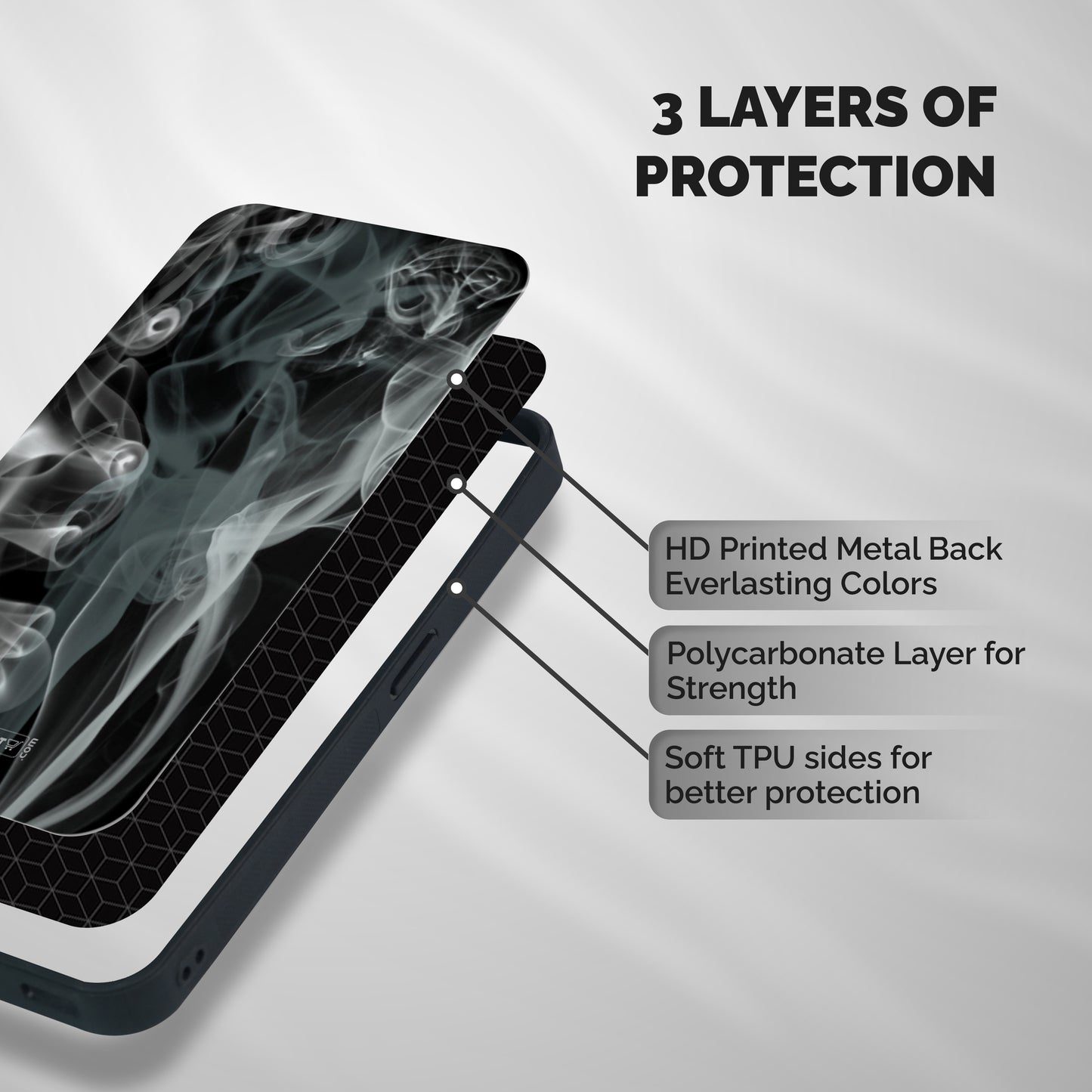 Dense Smoke Shockproof Hybrid Protection (Metal + TPU) Back Case Cover