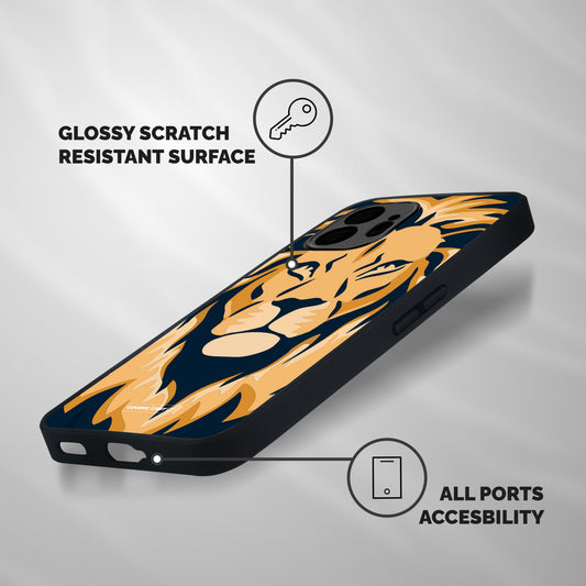 Designer Lion Shockproof Hybrid Protection (Metal + TPU) Back Case Cover