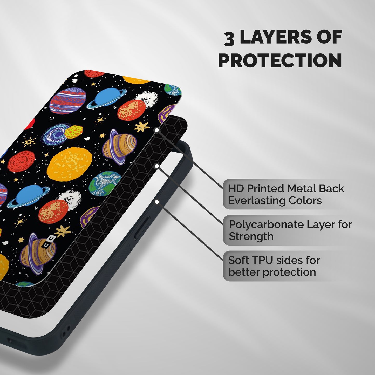 Designer Planets Shockproof Hybrid Protection (Metal + TPU) Back Case Cover