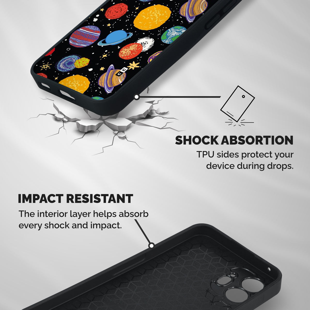 Designer Planets Shockproof Hybrid Protection (Metal + TPU) Back Case Cover