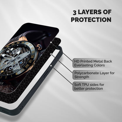Designer Stylish Watch Shockproof Hybrid Protection (Metal + TPU) Back Case Cover
