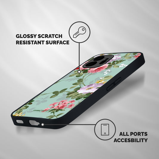 Desinger Floral Shockproof Hybrid Protection (Metal + TPU) Back Case Cover