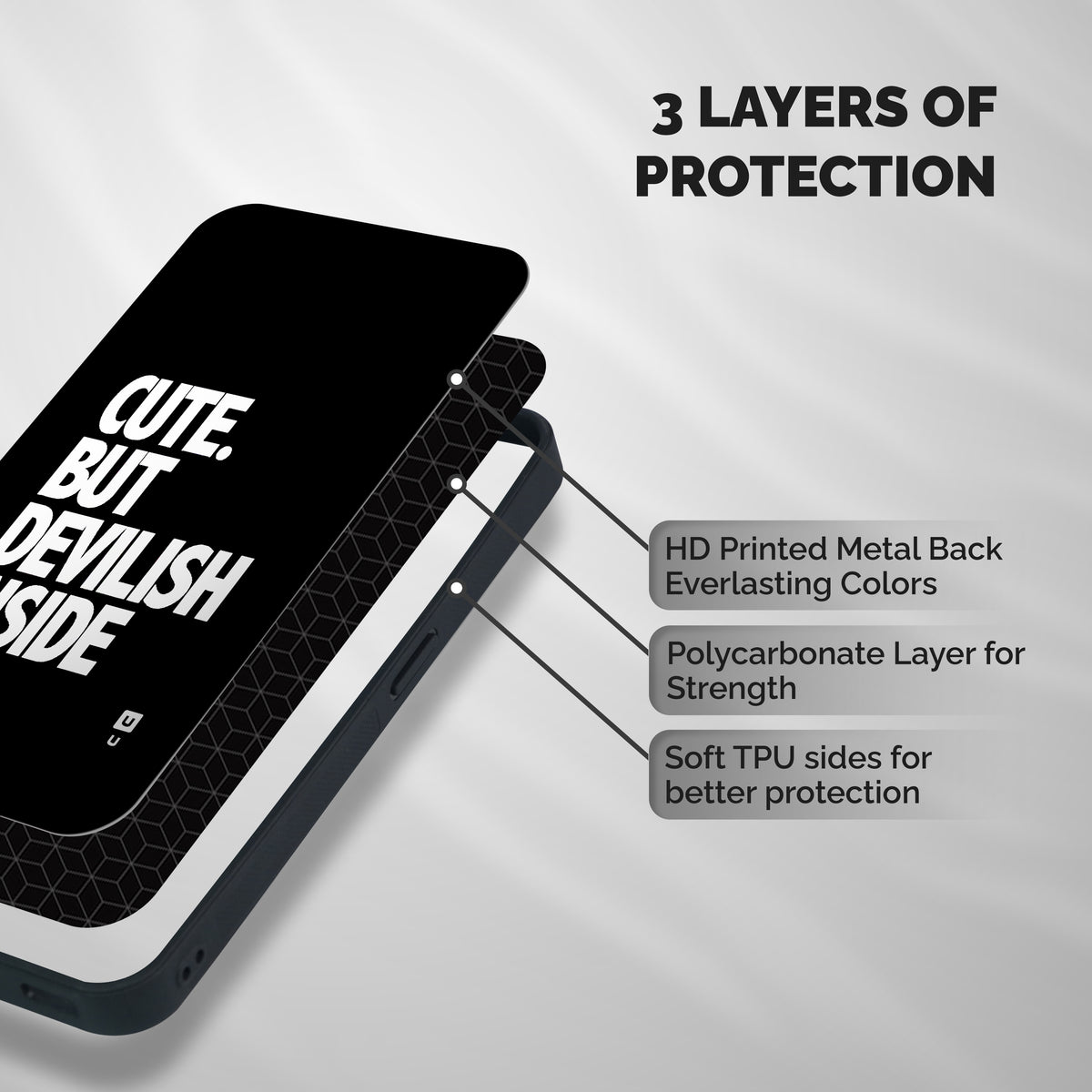 Devil Inside Shockproof Hybrid Protection (Metal + TPU) Back Case Cover