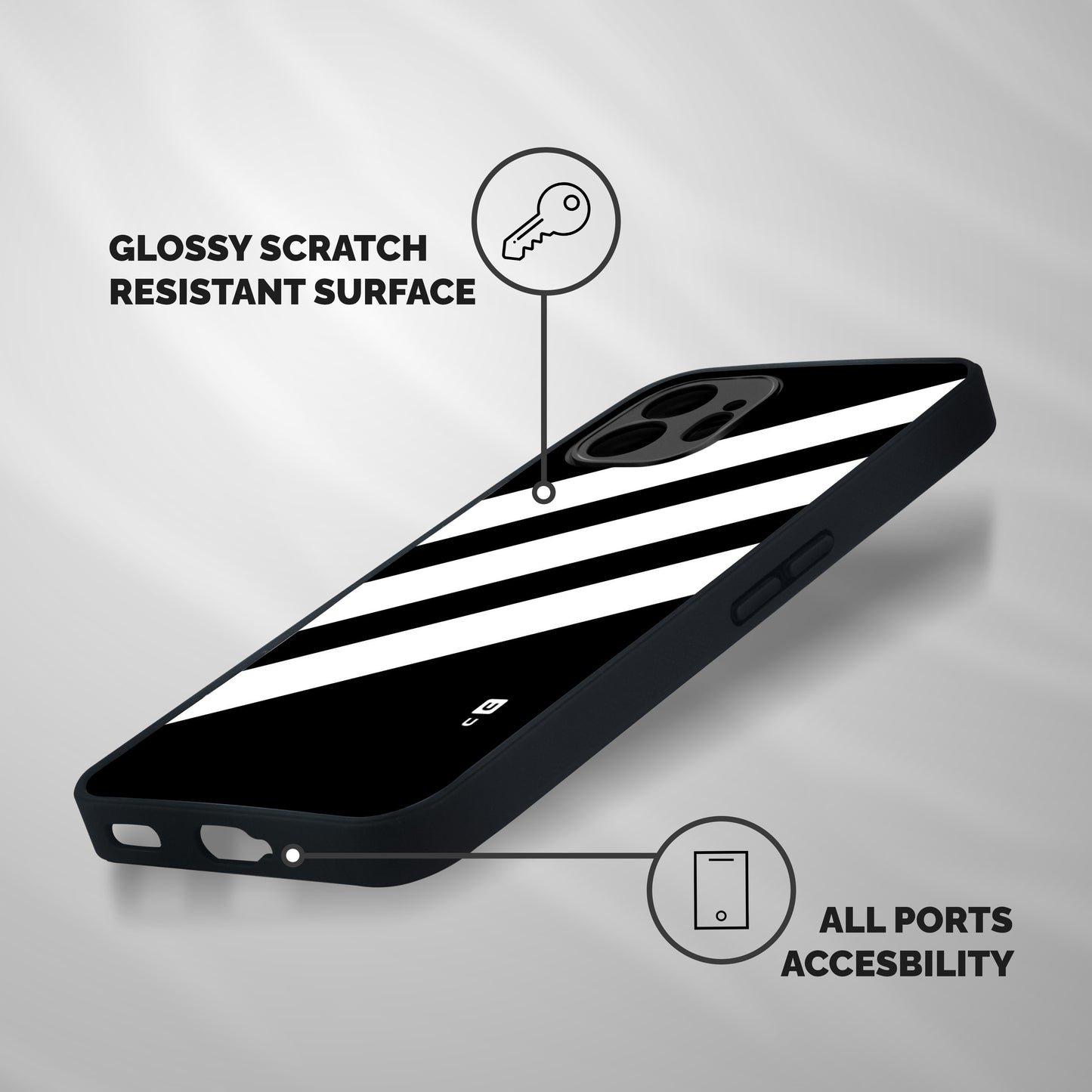 Diagonal Classic Stripes Shockproof Hybrid Protection (Metal + TPU) Back Case Cover