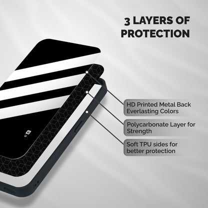 Diagonal Classic Stripes Shockproof Hybrid Protection (Metal + TPU) Back Case Cover