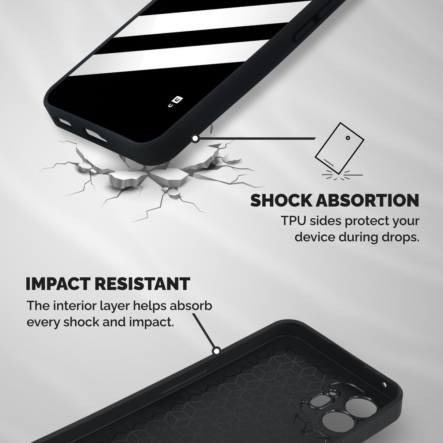 Diagonal Classic Stripes Shockproof Hybrid Protection (Metal + TPU) Back Case Cover
